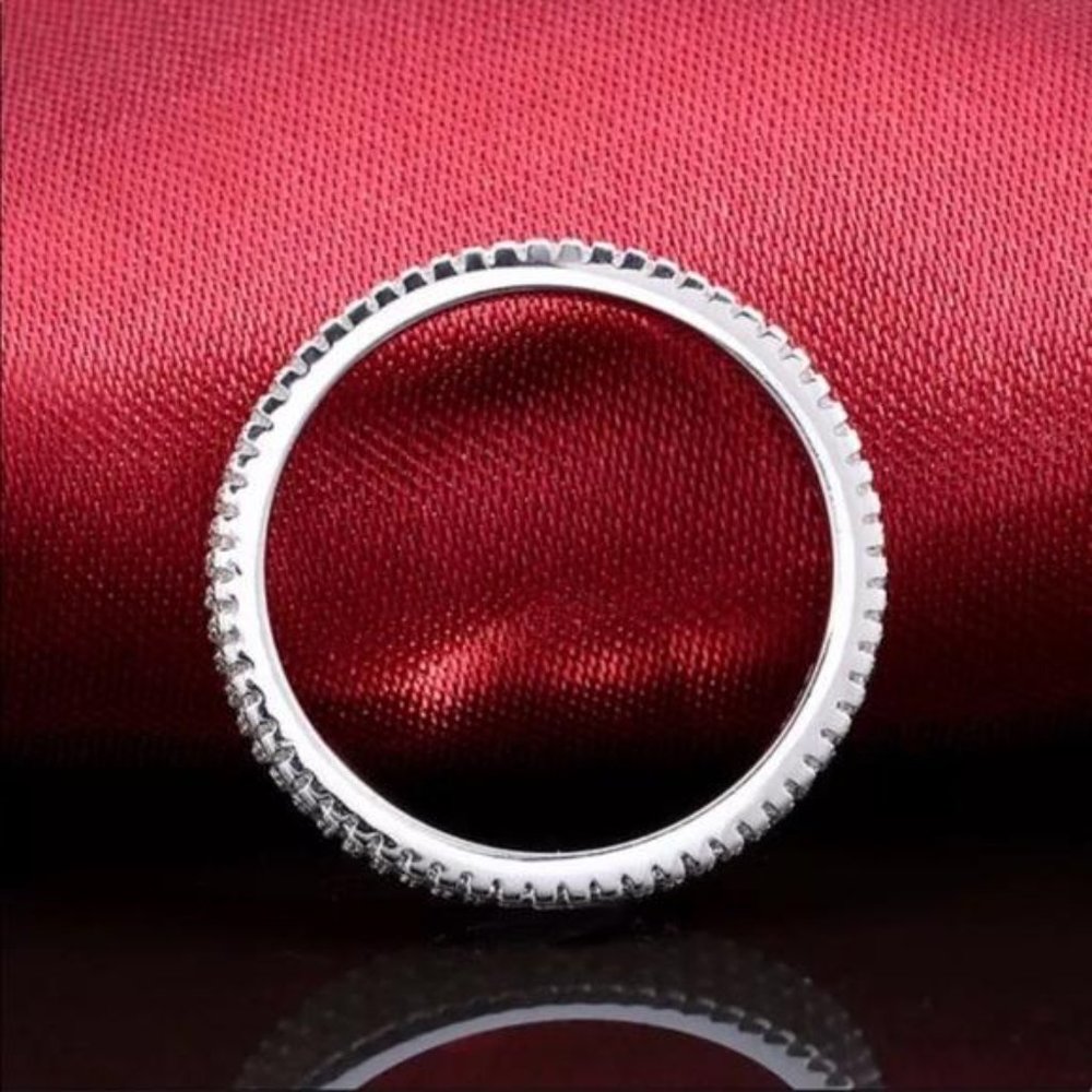 ETERNITY 925 STERLING SILVER DIAMOND RING, CUTE RING, SHINY RING. - Picture 6 of 6